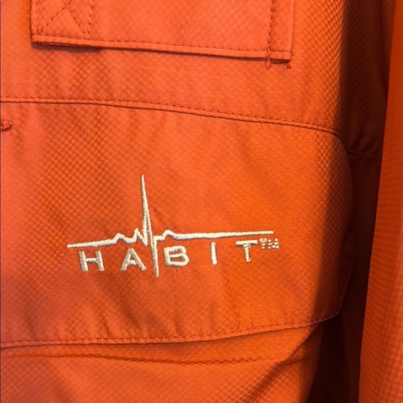 HABIT Casual Orange Button Down Shirt with Short Sleeves #258 - Picture 3 of 10